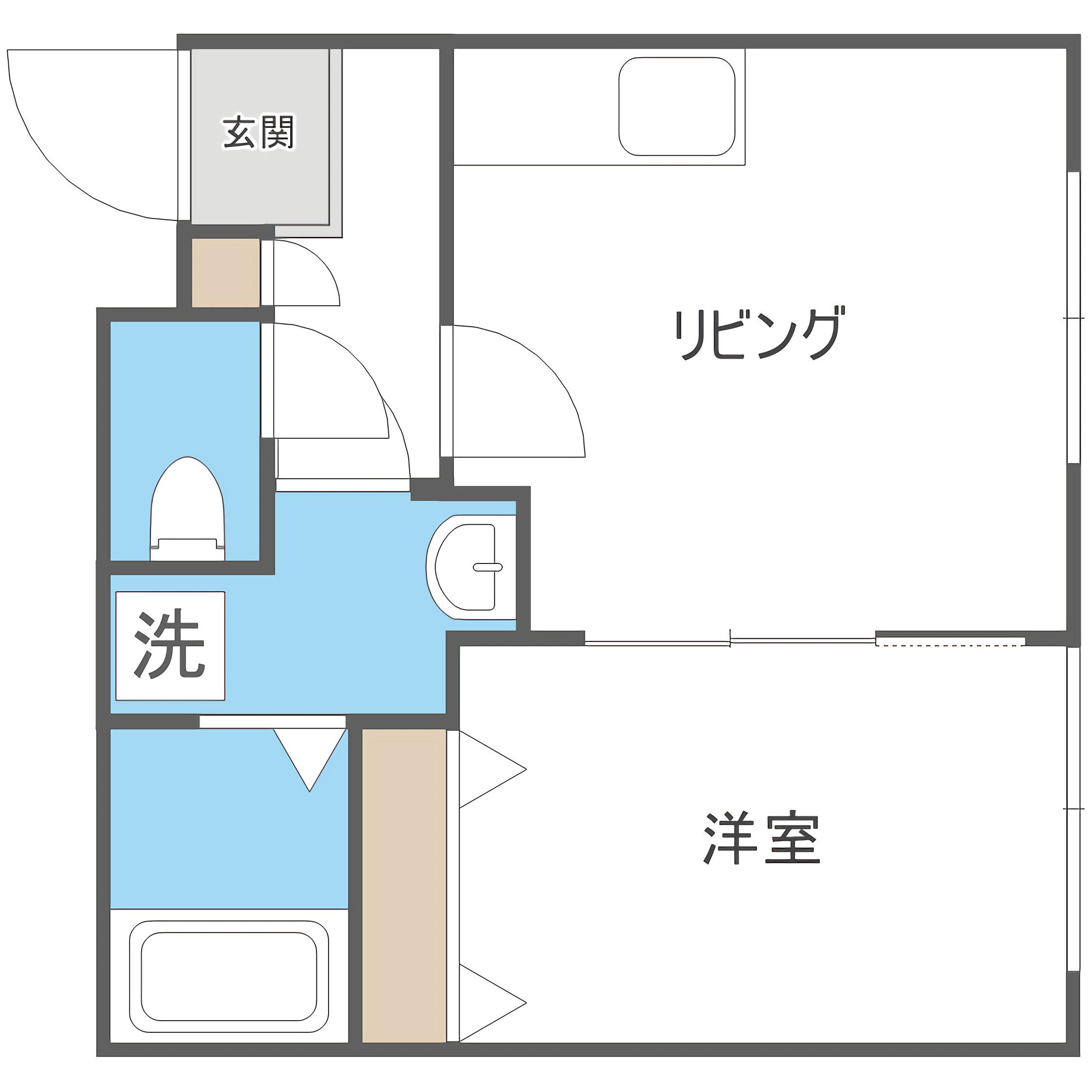 カステル美園(1LDK/1階)の間取り写真