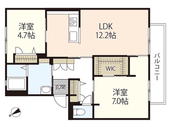 グランドール東海田(2LDK/2階)の間取り写真