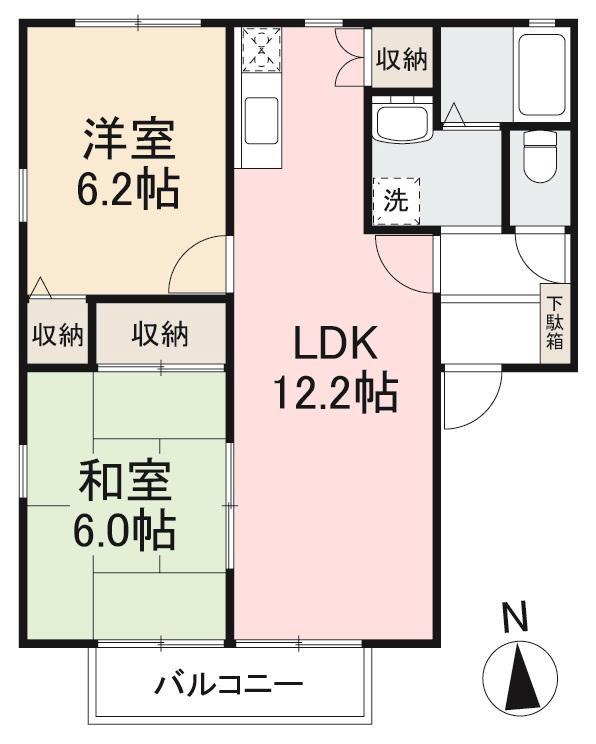 フォブール札場A・B(2LDK/1階)の間取り写真