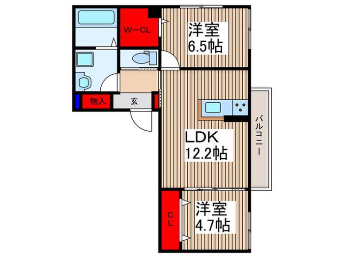 川口市朝日1丁目(2LDK/1階)の間取り写真
