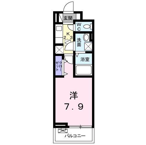 クレアーレ成田III(1K/1階)の間取り写真