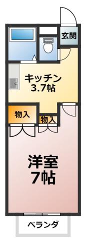 スカイフィールド(1K/1階)の間取り写真