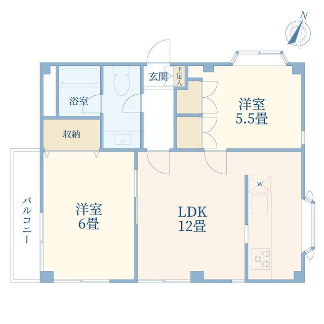 アクロス大山(2LDK/1階)の間取り写真
