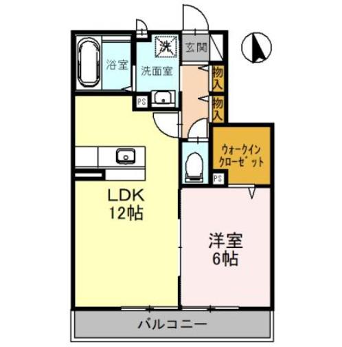 ヴィルヌープ(1LDK/2階)の間取り写真