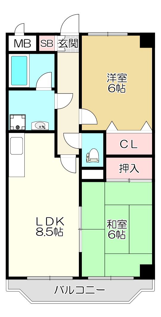 パルティグ(2LDK/6階)の間取り写真