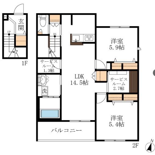 ESPERANZA(2SLDK/2階)の間取り写真