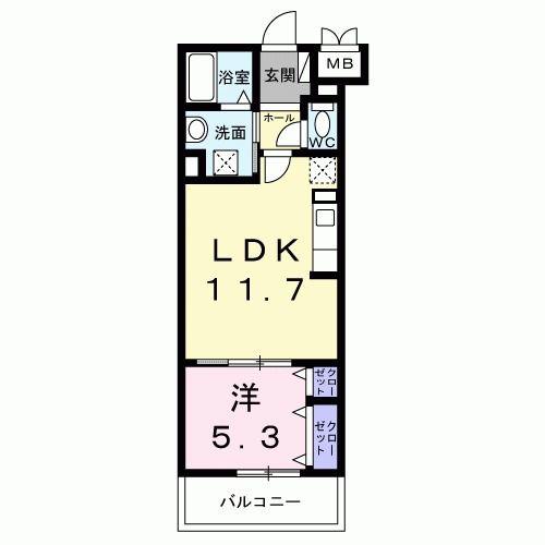 ソレアード志茂(1LDK/1階)の間取り写真