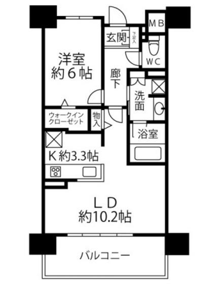 プレディア舟入本町リバーテラス(1LDK/12階)の間取り写真