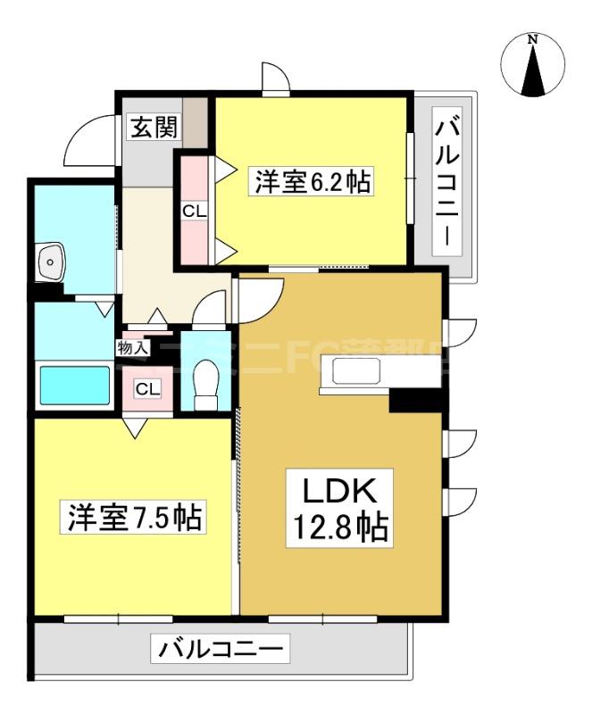 レフィアント元町(2LDK/2階)の間取り写真