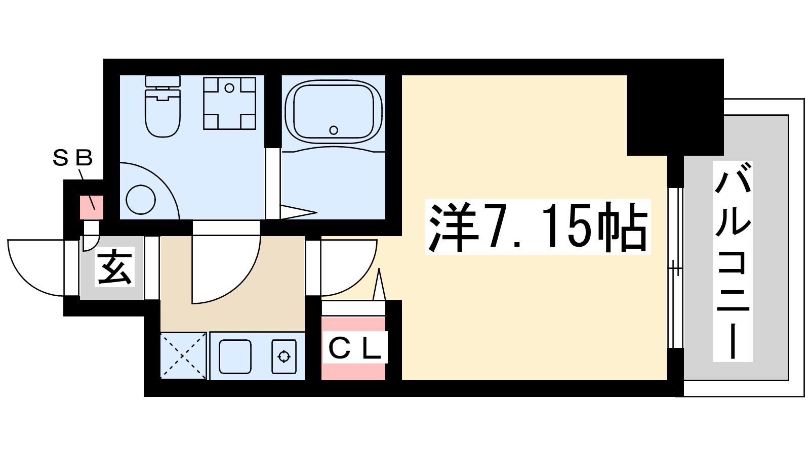 アーバンフラッツ江坂(1K/13階)の間取り写真