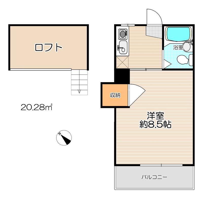 グランドハイツ千葉寺町(1K/2階)の間取り写真