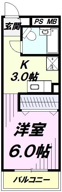 昭島コートエレガンスD(1K/1階)の間取り写真