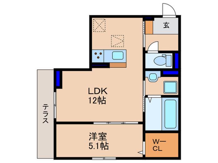 ヴァン・クレール(1LDK/1階)の間取り写真