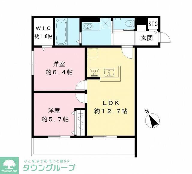 フィカーサ柏の葉(2LDK/1階)の間取り写真