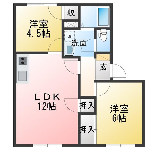 メゾンドトレゾア(2LDK/1階)の間取り写真