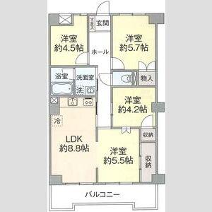 スターハイツ北野(4LDK/4階)の間取り写真