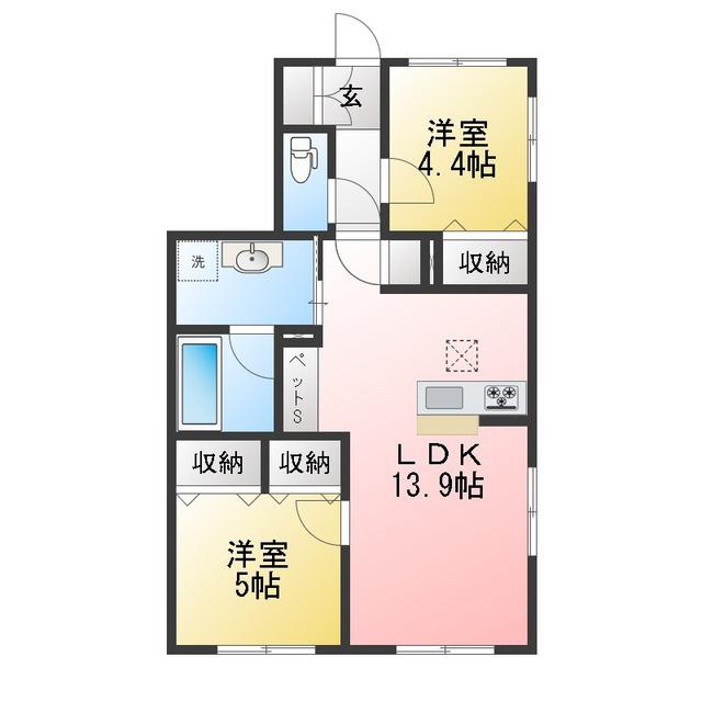 GURANDER SOPHIA II(2LDK/1階)の間取り写真