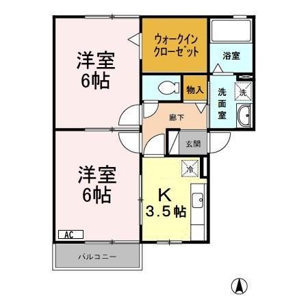 モナリエ N(2K/2階)の間取り写真