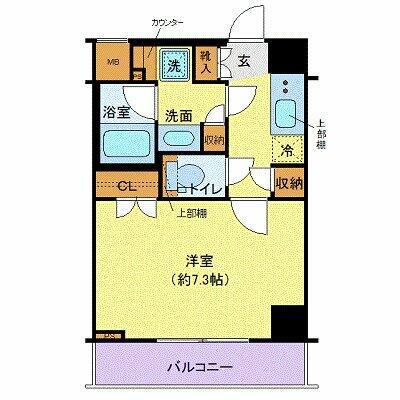 ガリシア用賀(1K/4階)の間取り写真