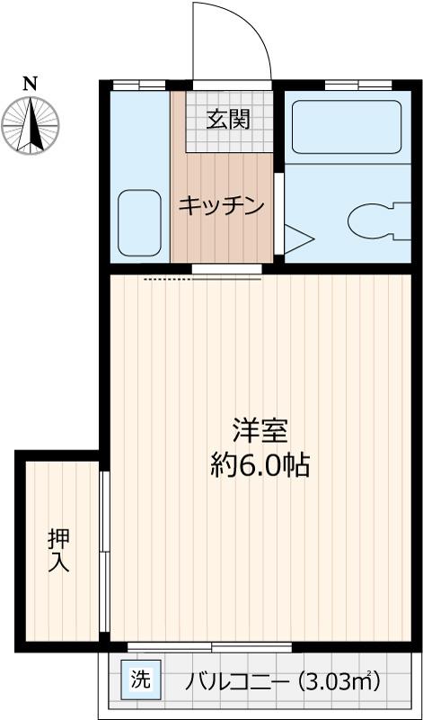 樋口荘(1K/2階)の間取り写真