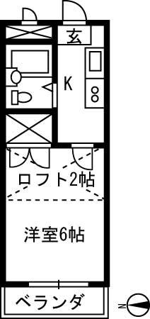 ビセンテハウス東本町(1K/1階)の間取り写真