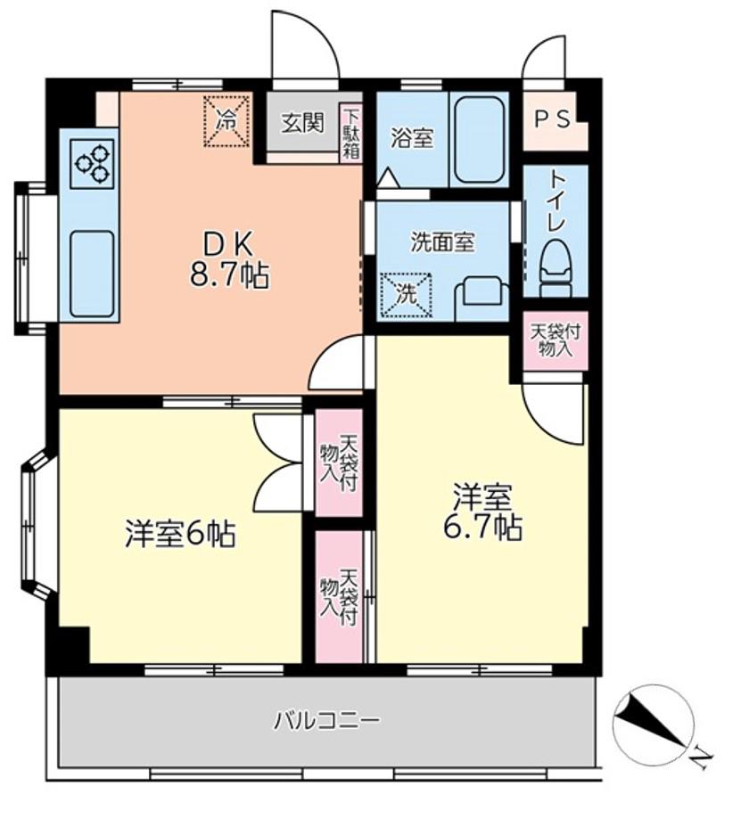 石井ビル(2DK/3階)の間取り写真