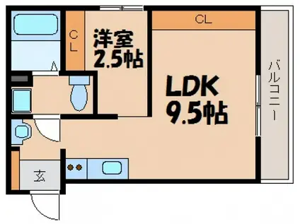 CASA MARE カーサマーレ(1LDK/2階)の間取り写真