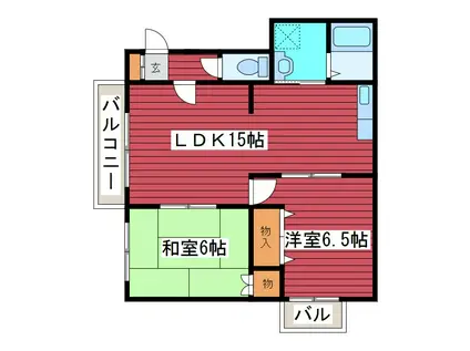 サンライズマンションIIIA(2LDK/1階)の間取り写真