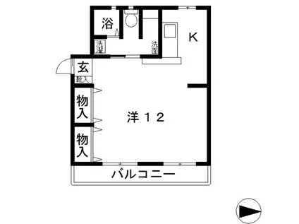 中祥ハイツ(ワンルーム/2階)の間取り写真