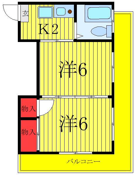 大島マンション(2K/3階)の間取り写真