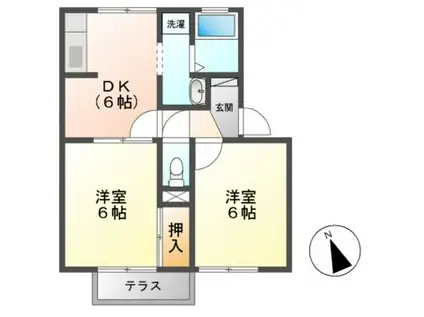 ＪＲ紀勢本線 徳和駅 徒歩17分 2階建 築24年(2DK/1階)の間取り写真