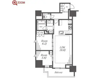 プラウドタワー名駅南(2LDK/16階)の間取り写真