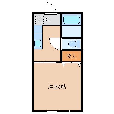 ハウスエレガンス(1K/2階)の間取り写真