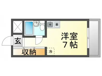 ハイツ衣笠(ワンルーム/1階)の間取り写真