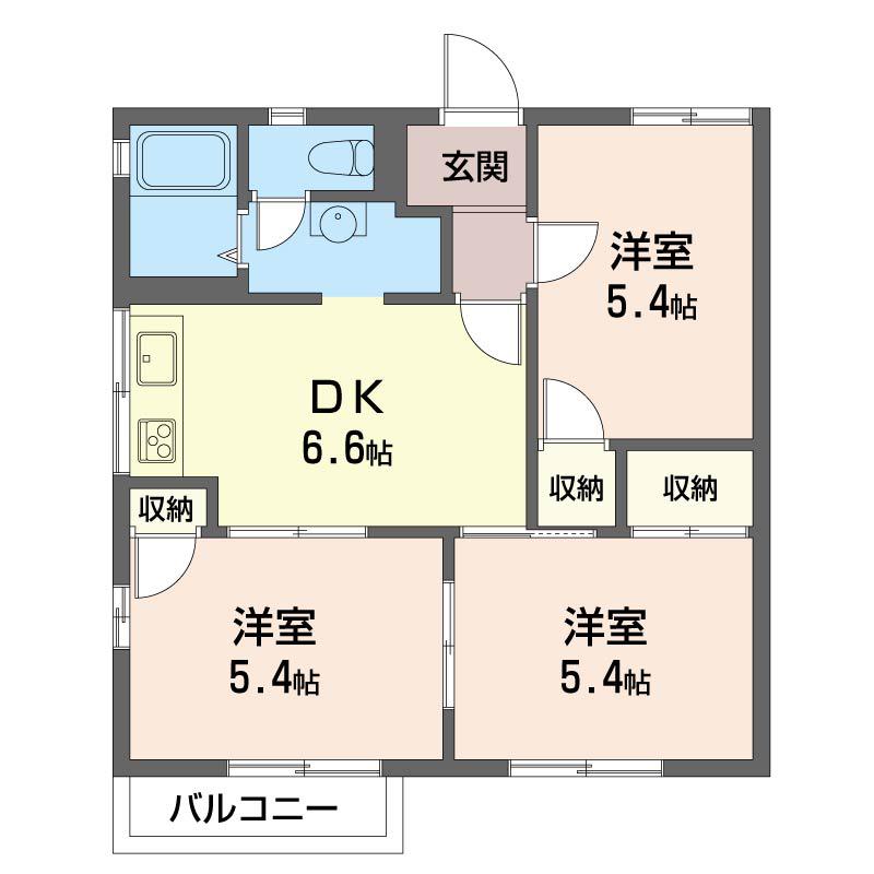 ボナールIA(3DK/2階)の間取り写真