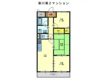 新川第2マンション(3LDK/2階)の間取り写真