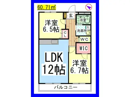 AF サンモール御園(2LDK/2階)の間取り写真