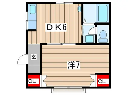 フォーブル日吉(1DK/2階)の間取り写真