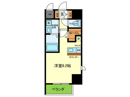 ONLYONE川西中央II(ワンルーム/8階)の間取り写真