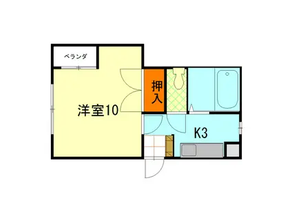コーポ鶴見(1K/3階)の間取り写真
