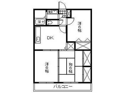 サンフラワー東町(3DK/2階)の間取り写真