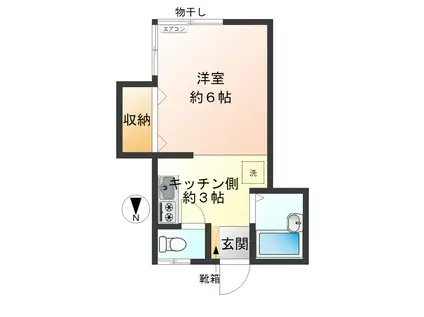 かなめハイツ(ワンルーム/2階)の間取り写真