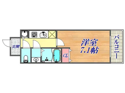 KDXレジデンス三宮(1K/5階)の間取り写真