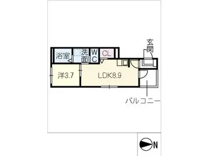 ミライズテラス東海通(1LDK/3階)の間取り写真