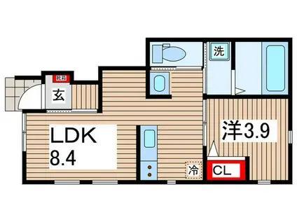 ＪＲ武蔵野線 新座駅 徒歩7分 2階建 築1年(1LDK/1階)の間取り写真
