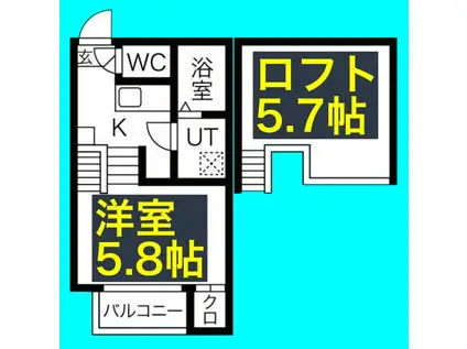 ルシエルメゾネット志賀本通(1K/1階)の間取り写真