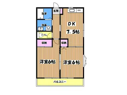シャルマン松原(2DK/1階)の間取り写真