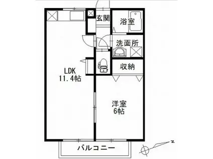 マリーブルク(1LDK/1階)の間取り写真