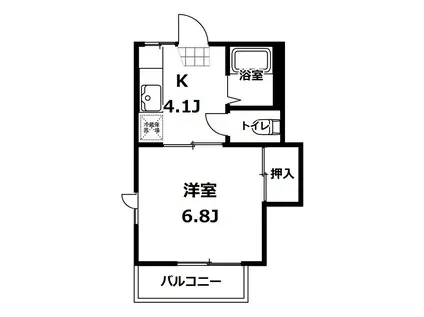 富士之宮ハイツ B棟(1K/1階)の間取り写真
