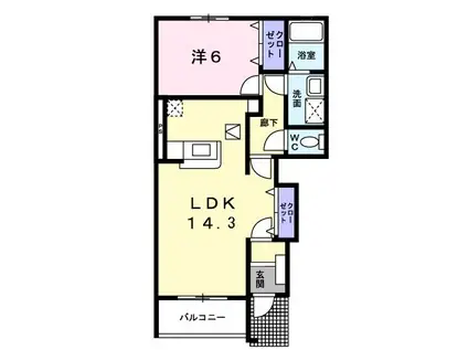 がーでんはうすY I(1LDK/1階)の間取り写真